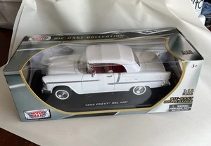 Motor Max 1955 Chevy Bel Air blanco fundido a presión modelo de coche coleccionable escala 1/18 - Imagen 1 de 14