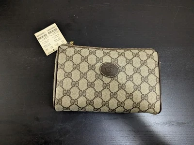 Vintage GUCCI GG Clutch bag Cosmetic Pouch PVC Leather Authentic, New With Tags - Image 1 of 4