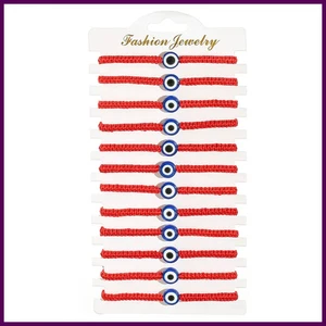 12 Stck./Set Blaues Auge Charms Armband für Frauen Männer Verstellbar Rotes Seil Geflecht Kette - Bild 1 von 24