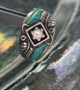 Carolyn Pollack Southwestern Sterling Silver 925 Turquoise CZ Ring Sz 7 - Picture 1 of 7