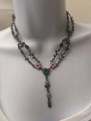 Collar Michael Negrin Esmalte Y Gota Floral Colores Pastel Latón Oscuro Foto 1 de 4