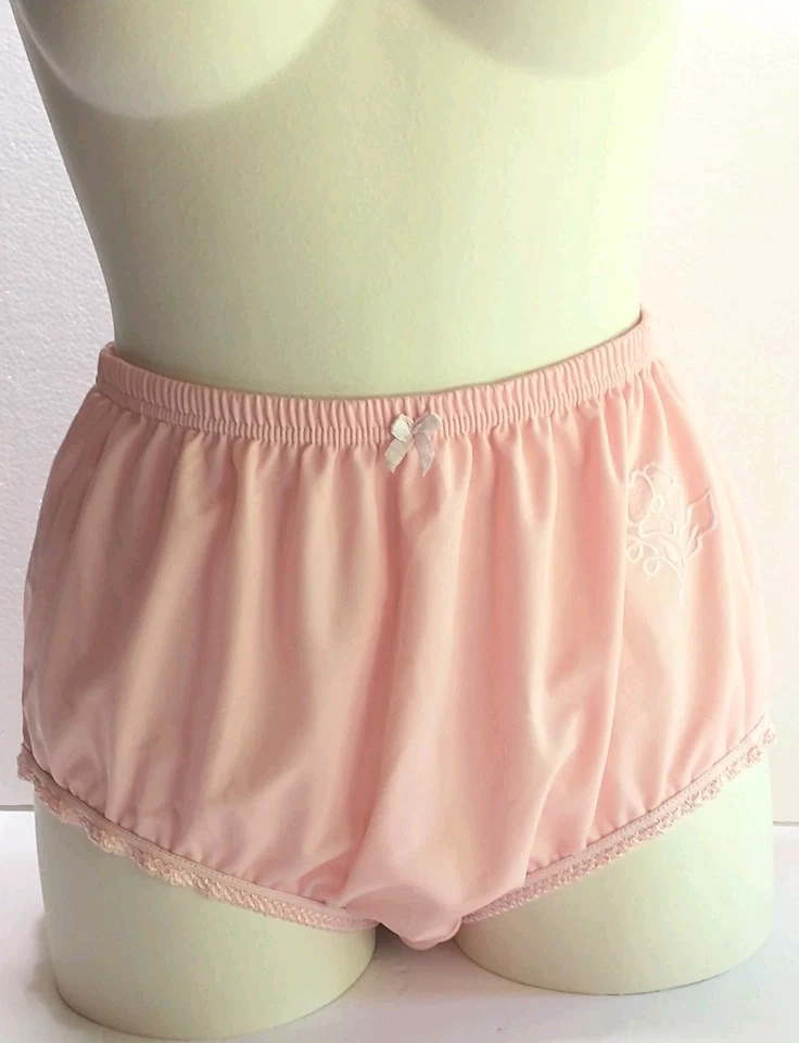 Panty Vintage Rene Rofe Rosa Cintura Alta Mediano 8-12 Apliques Flor y Lazo Foto 1 de 4