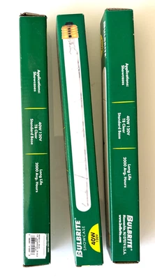 3 Bulbrite Showcase T8 Clear Standard  Base 40w 120v Light Bulb 11” from RH - Image 1 of 2