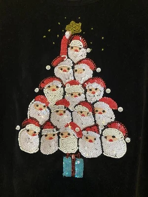 EUC Michael Simon Event Sweater Beaded Christmas Tree Size Large Santa Vtg - Image 1 of 4