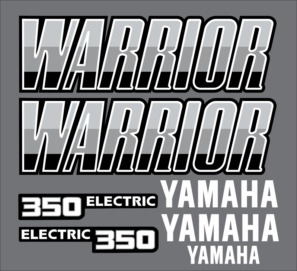 Yamaha Warrior Decals BLACK Full Color Stickers Graphic 14pc ATV QUAD ...