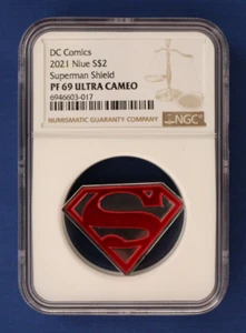 2021 Niue 1oz Silver Proof $2 coin "Superman Logo" NGC Graded PF69 with COA - Picture 1 of 3