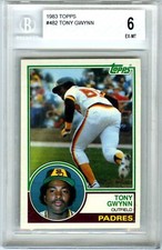 TONY GWYNN~1983 TOPPS BGS-6 EX/MT (6,6,7,8) SUB's HOT GRADED ROOKIE RC CARD #482