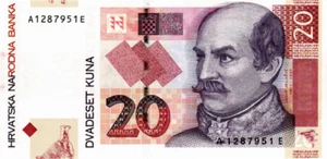 Croatia 20 Kuna 2001 UNC P-39 Banknote Prefix A Suffix E Paper Money - Picture 1 of 2