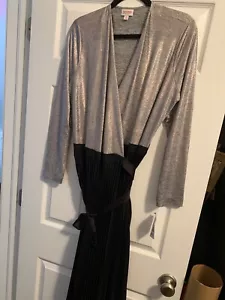 NWT Lularoe Elegant Deanne Wrap Dress Black Rose Gold/Copper Long Pleated SZ XL - Picture 1 of 6