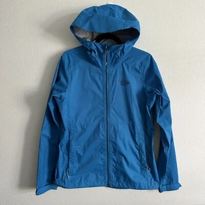 Mountain Hardwear Plasmic Ion Rain Jacket Womens Medium Blue Dry Q Evap Hooded - Picture 1 of 8