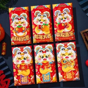 6pcs/set Cartoon Snake Year Red Packets Traditional Red Lucky Bag Bonus - Picture 1 of 14