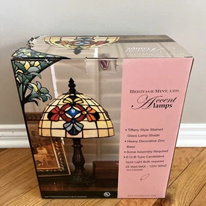 New! Tiffany Style Stained Glass Accent Lamp 2003 Heritage Mint Ltd. 14 1/8” - Picture 1 of 14