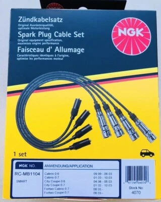 NGK Ignition Cable Set for Smart 450 452 599 698 0.6 0.7 Fortwo Coupe Roadster - Image 1 of 4