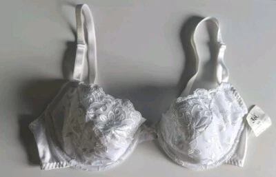 Sujetador De Colección 36C Boudoir SEXY Novia Blanco Moda Insecto Segunda Piel Floral Años 90 Nuevo con Etiquetas Foto 1 de 4