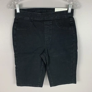 Pantaloncini jeans biker American Eagle Outfitters donna 8 super hi rise neri nuovi con etichette - Foto 1 di 5
