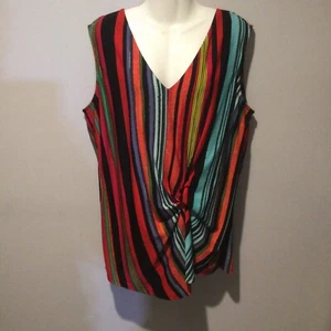 TÚNICA VINTAGE COCOMO SIN MANGAS ASIMÉTRICA PROFUNDA CUELLO EN V MULTICOLOR TALLA XL - Imagen 1 de 6