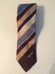 Corbata negra para hombre Oleg Cassini 52" a rayas marrones y azules  - Imagen 1 de 2