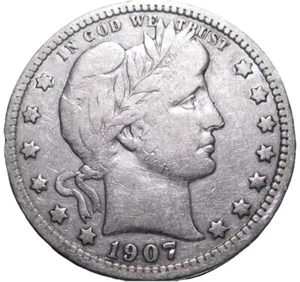 1907 Barber Quarter FINE - Picture 1 of 2