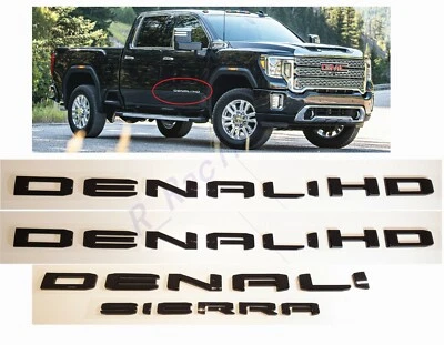 4pcs Gloss Black DENALI HD DENALI SIERRA Emblems Fit GMC Sierra 2500hd 3500hd - Image 1 of 4