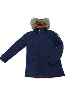 HACKETT BOYS NAVY WATERPROOF TECHNICAL PARKA PUFFER COAT Size 15-16 years VGC - Picture 1 of 10