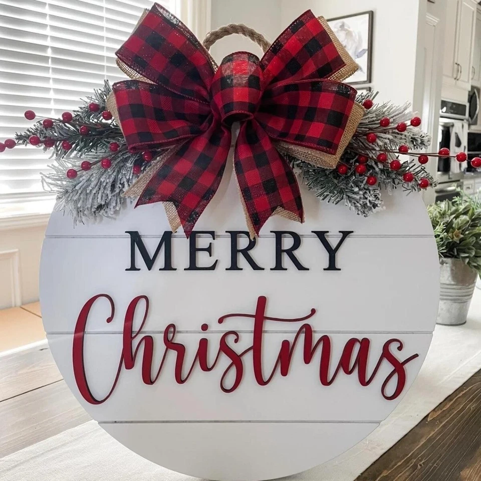 Christmas Wooden Door Hangings Garden Door Background Wall Decorative Hangings - Image 1 of 4