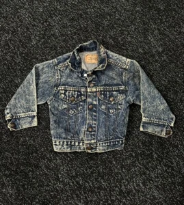 Vintage Little Levis Denim Jean Jacket Orange Tab Acid Wash Kids Size 4 - Picture 1 of 9
