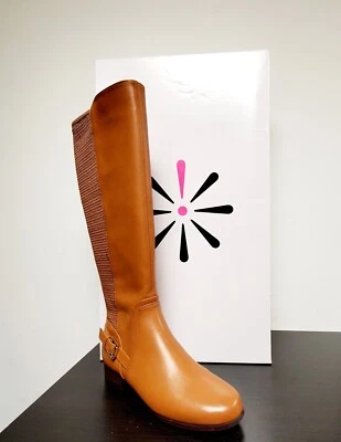 Isaac Mizrahi Live! Bota de montar mediana de cuero de becerro y elástica, coñac, talla 6M Foto 1 de 4