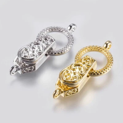 5Sets Brass Fold Over Magnetic Clasps with Loop For Jewelry Making Findings 31mm - Image 1 of 3