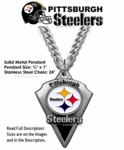 PITTSBURGH STEELERS NECKLACE 24" STAINLESS STEEL CHAIN FOOTBALL NFL FREE SHIP A' - Picture 1 of 12
