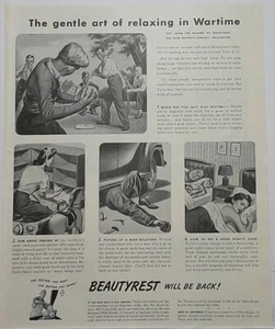 1943 BEAUTYREST WILL BE BACK Vintage Magazine Print Ad - Picture 1 of 1