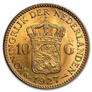 Netherlands Gold 10 Gulden (Random) BU - Picture 1 of 2