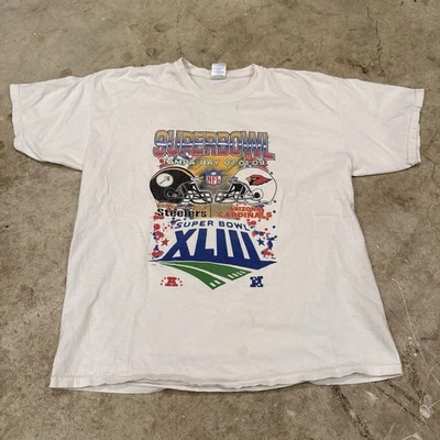 Camiseta De Colección Super Bowl XLIII 2009 Steelers vs Cardinals NFL XL *MANCHAS* Foto 1 de 4