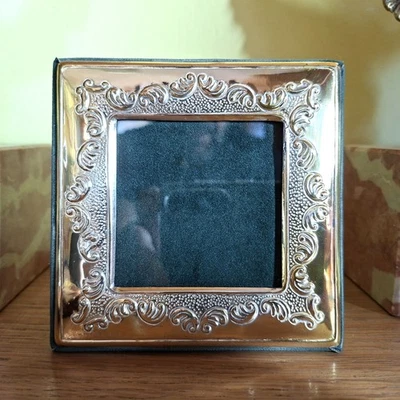 Piccola Cornice Portafoto in Argento 925 + oro anni 90 - x foto 7x7 - Quadrata - Immagine 1 di 4