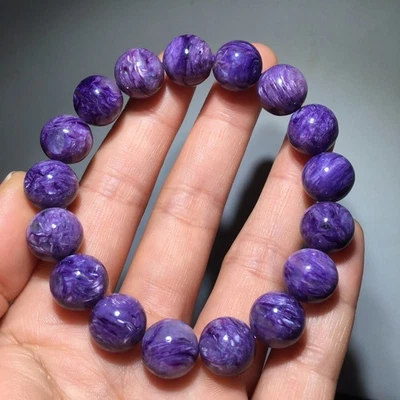 11.5mm Natural Purple Charoite Gemstone Round Beads Bracelet AAAA - Image 1 of 4