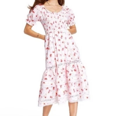 Maxi Vestido LoveShackFancy X Target Cosette Calado Floral Volantes en Niveles Talla L Foto 1 de 4