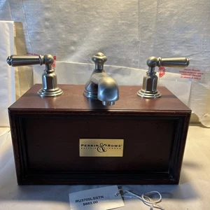 Perrin Rowe Edwardian Widespread Bathroom Faucet Lavatory Satin Nickel 2 Handle - Picture 1 of 11