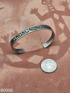 Bracelet Vintage Sterling Silver Hopi Design Cuff - Picture 1 of 3