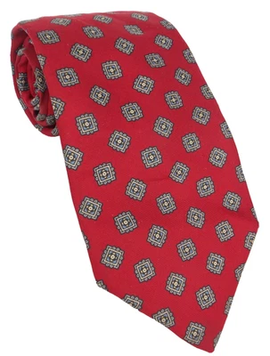 Corbata de seda clásica vintage Bert Pulitzer roja geométrica de 3,5” para hombre hecha en EE. UU. Foto 1 de 4