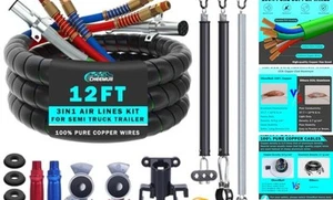 12 FT Semi Truck Air Line Kit With Gladhand Holder and Springs - 12FT-Red&Blue - Picture 1 of 7