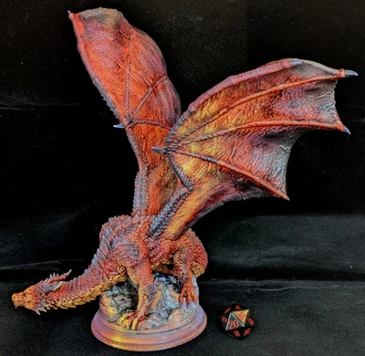 🔥 Pro Painted Red Dragon | Display Quality D&D Pathfinder Resin Miniature - Image 1 of 4