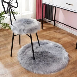 Luxury Faux Fur round Area Rug Soft Fluffy Plush Circle Floor Carpet Mat for Sof - Picture 1 of 22