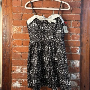NWT Hot Topic Hell Bunny Black Skully Bandana Mini Dress Sz L - Picture 1 of 10