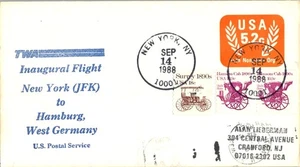 Trans World (TWA) Primer Vuelo Nueva York - Hamburgo Alemania - 1988 - Imagen 1 de 2