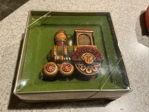 Vintage Hallmark Hong Kong 1976 Christmas Wood Train Engine Ornament NIB - Picture 1 of 2