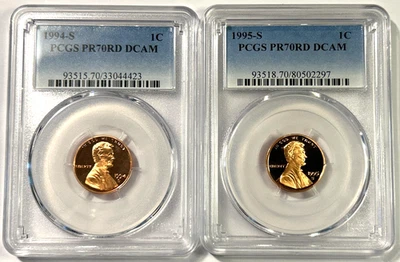 1994s & 1995s Lincoln Memorial Proof Cents PR70RD DCam PCGS (2) Perfect Gems! - Image 1 of 4