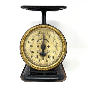 Vintage Columbia Family Metal Scale 24 Pounds Janney Sempel Hill Co. Advertising - Picture 1 of 12