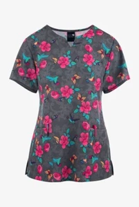 Wink Scrubs #16213 V-Neck Print Scrub Top in "Hummingbird Bloom" Size XS - Picture 1 of 2
