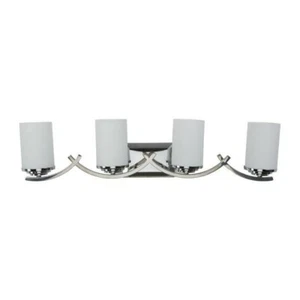 Yosemite Home Decor 4-Light Chrome Bathroom Vanity Light with White Glass Shade - Picture 1 of 3