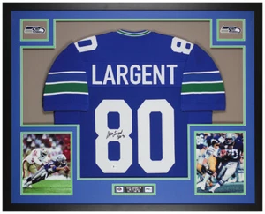 Steve Largent Autographed & Framed Blue Seahawks Jersey Auto Beckett COA - Picture 1 of 3