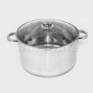 Induction Base Stainless Steel Casserole Pan with Glass Lid Stock Soup Stew Pot - Picture 1 of 7